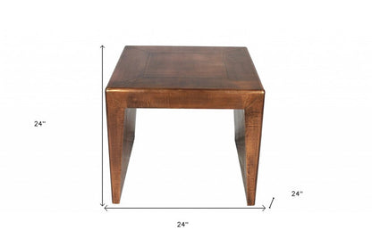 24" Copper Wood and Metal Square End Table