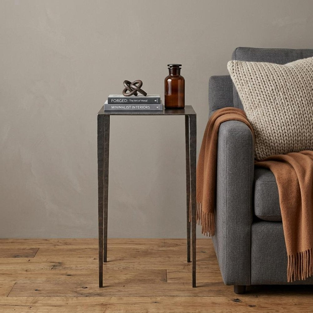 24" Nickel Iron Square End Table