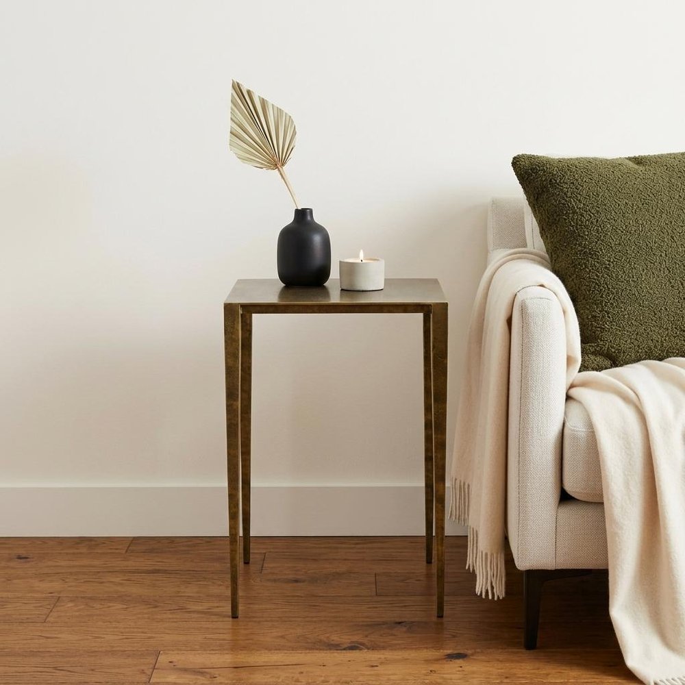 24" Brass Iron Square End Table