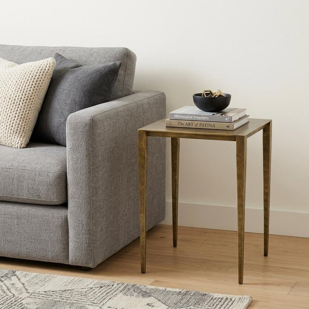 24" Brass Iron Square End Table
