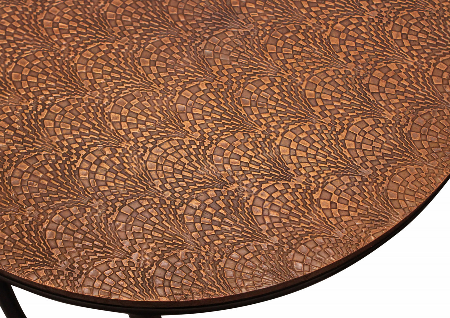 Set Of Three 19" Black And Copper Round Nested Tables