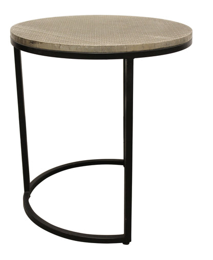 Set Of Three 19" Black And Silver Round Nested Tables