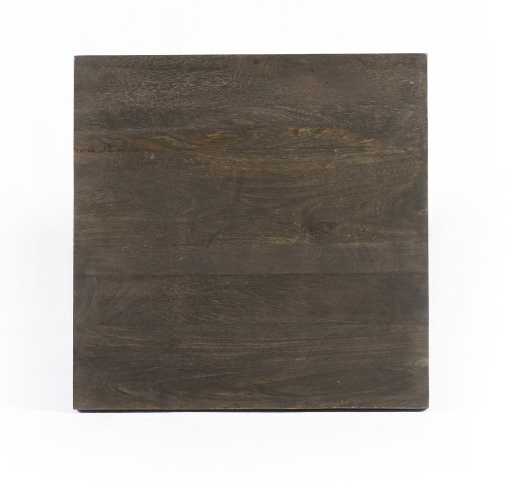 24" Dark Brown Distressed Solid Wood Square Pedestal End Table