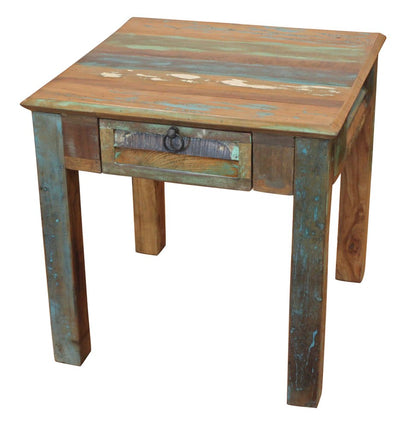 24" Brown Solid Wood Square End Table With Drawer