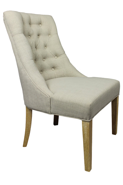 28" Taupe And Natural Upholstered Tufted Side Chair