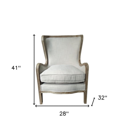 28" Ivory Taupe Linen Solid Color Lounge Chair