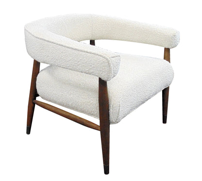 29" Ivory Polyester Blend And Brown Solid Color Arm Chair