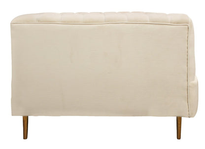 37" Ivory Velvet And Gold Solid Color Lounge Chair