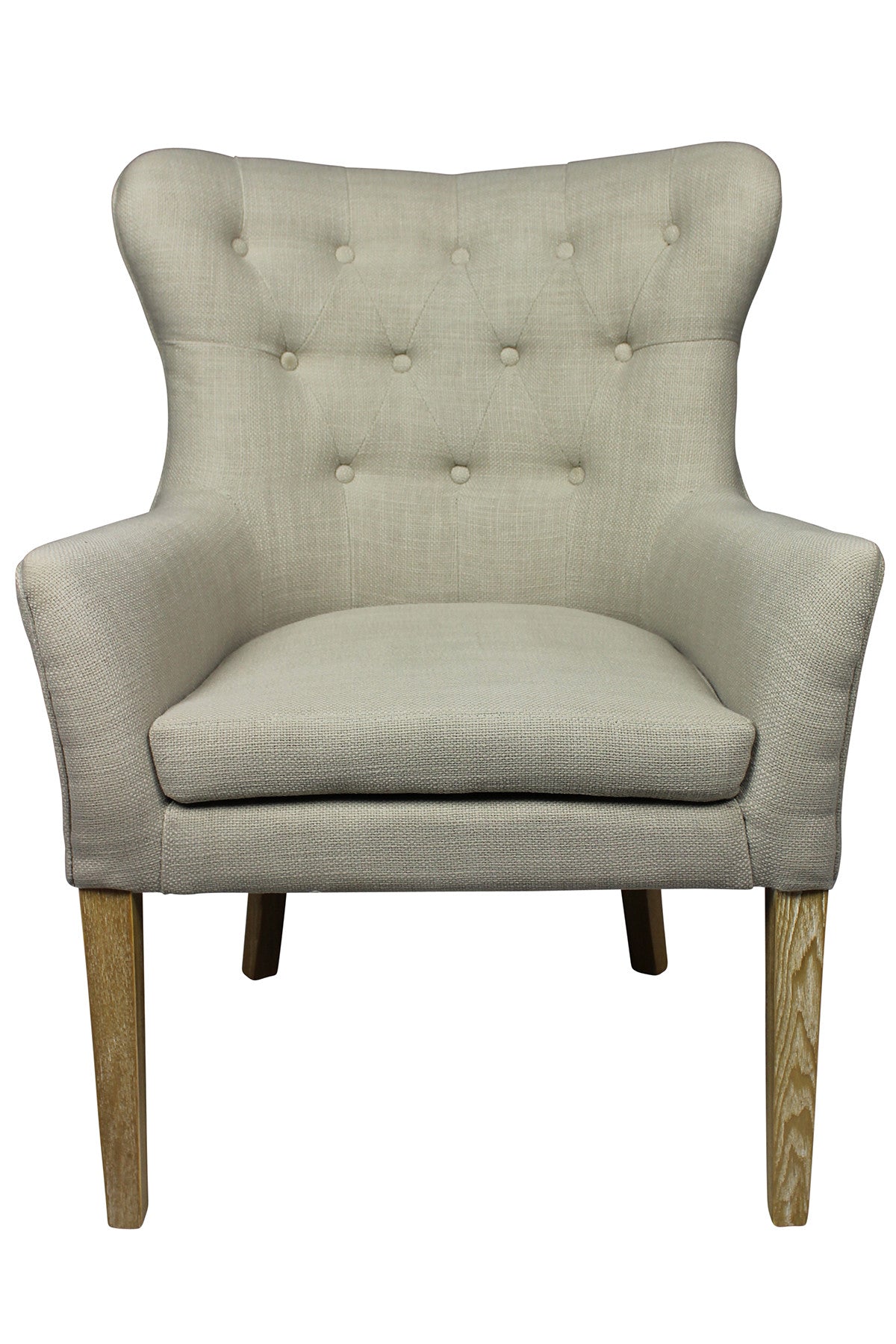 28" Taupe 100% Polyester And Natural Tufted Arm Chair