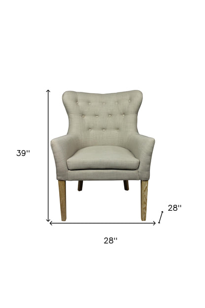 28" Taupe 100% Polyester And Natural Tufted Arm Chair