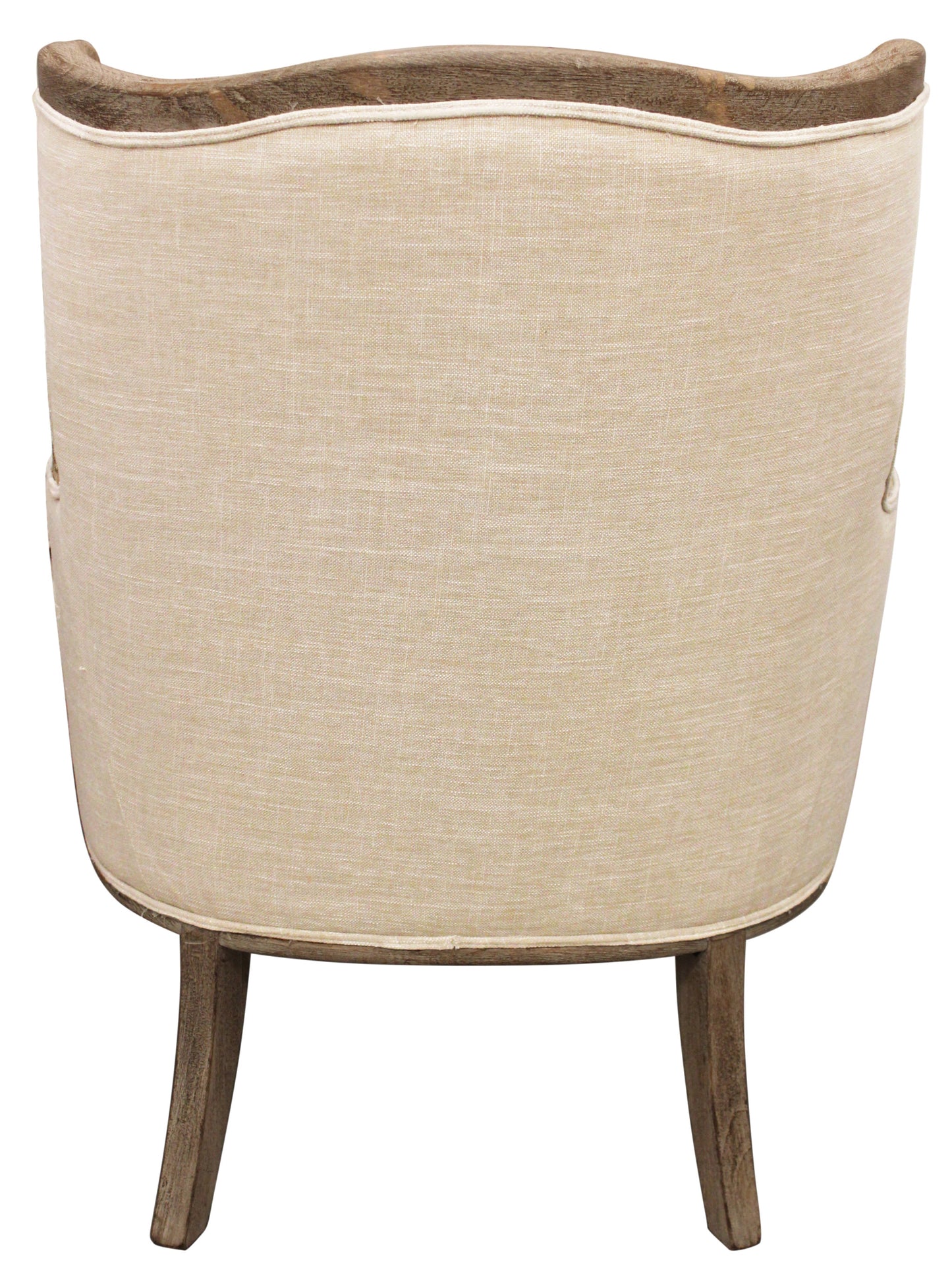 26" Ivory Linen And Natural Solid Color Arm Chair