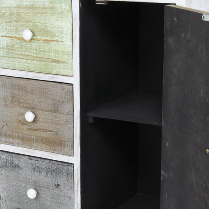 30" White And Black Rustic Wood End Table With Three Drawers