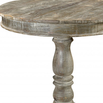 30" Gray Rounded Solid Wood Pedestal Base Dining Table