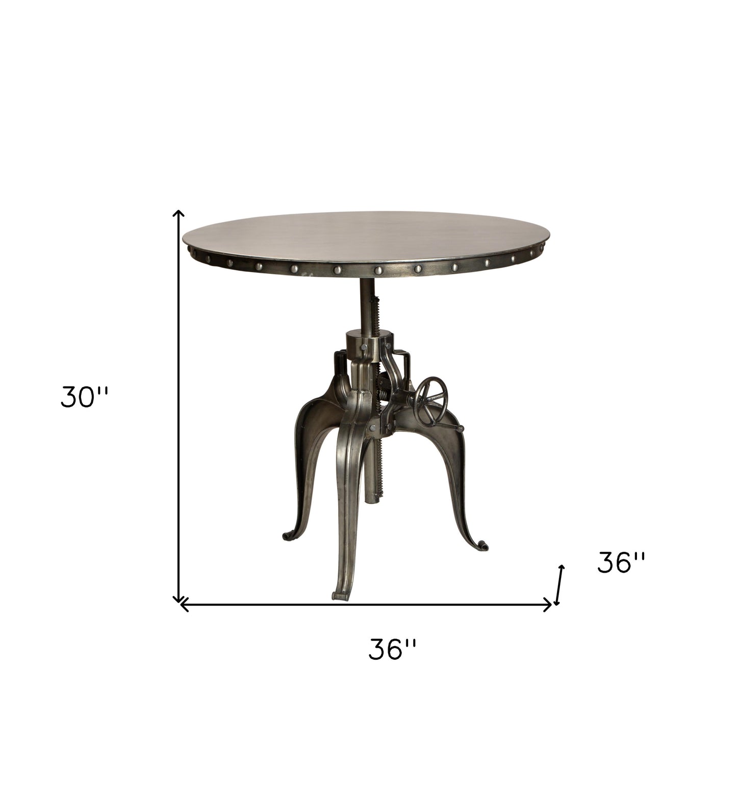 36" Gunmetal Rounded Iron Pedestal Base Dining Table