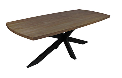 82" Natural And Black Solid Wood And Iron Pedestal Base Dining Table