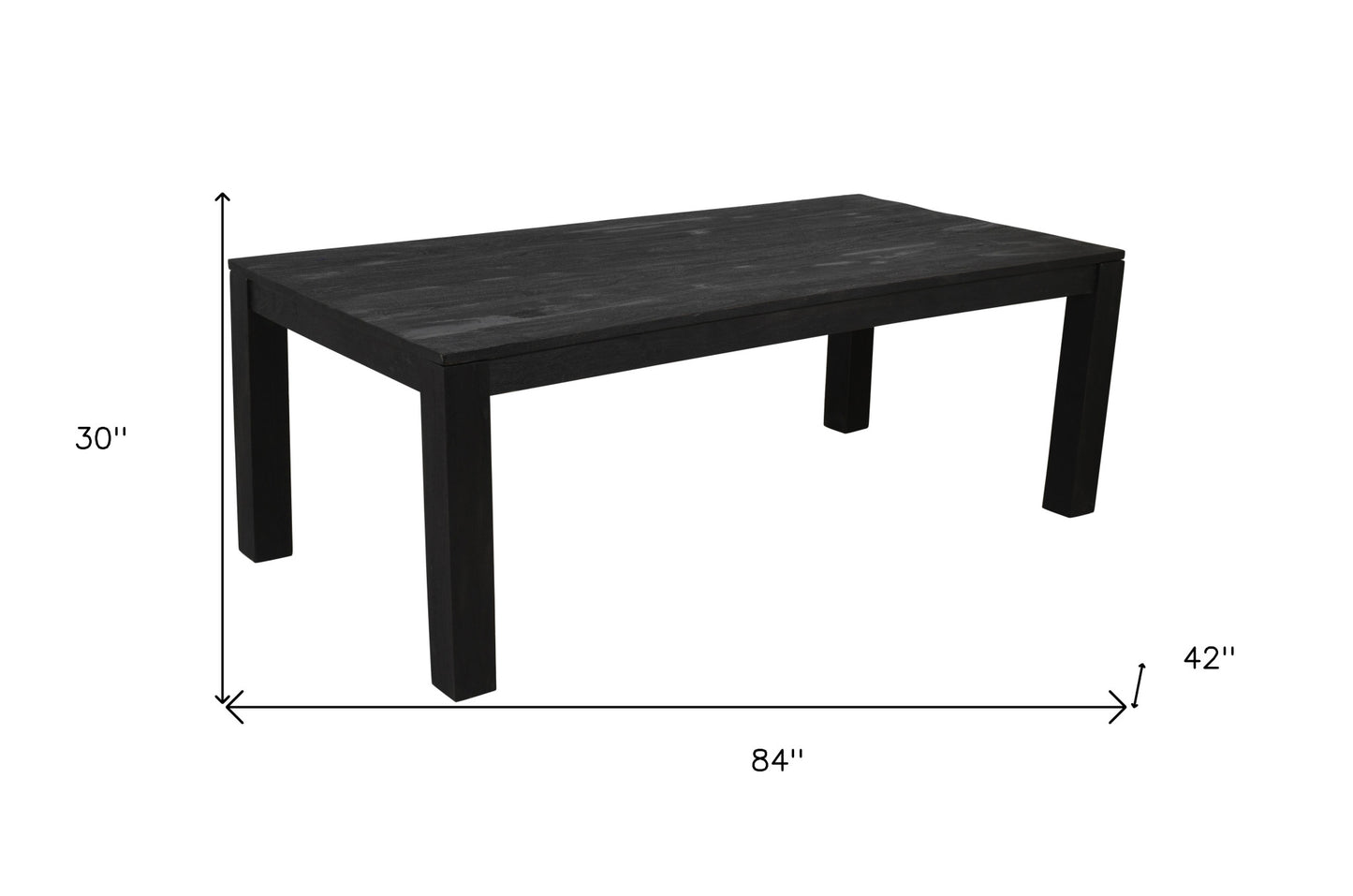 84" Dark Gray Rectangular Solid Wood Dining Table