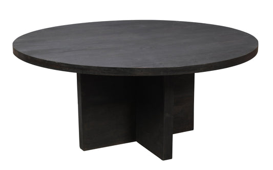 60" Gray Rounded Solid Wood Pedestal Base Dining Table