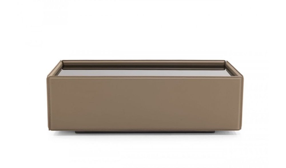 44" Black and Beige Glass And Wood Block Coffee Table