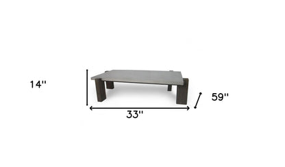 33" Walnut And Dark Grey Concrete Rectangular Coffee Table