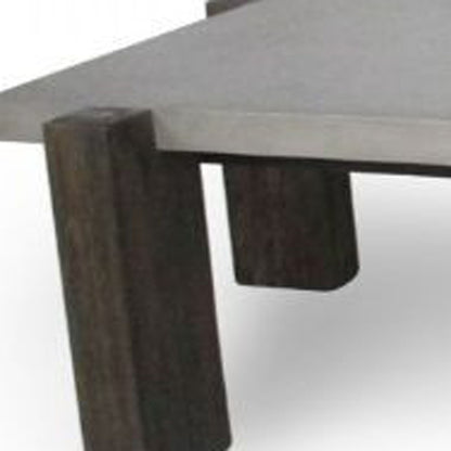 33" Walnut And Dark Grey Concrete Rectangular Coffee Table