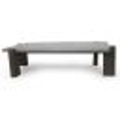 33" Dark Gray and Brown Concrete And Solid Wood Coffee Table