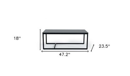 47" Black Faux Marble And Steel Frame Coffee Table