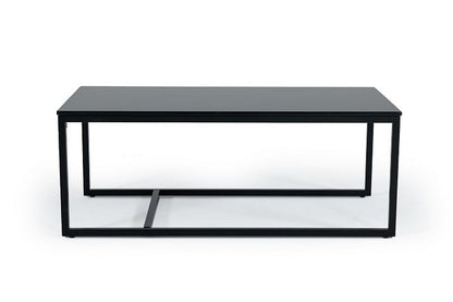 47" Black And Black Marble Stone Rectangular Coffee Table