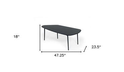 47" Black Faux Marble And Steel Free Form Coffee Table