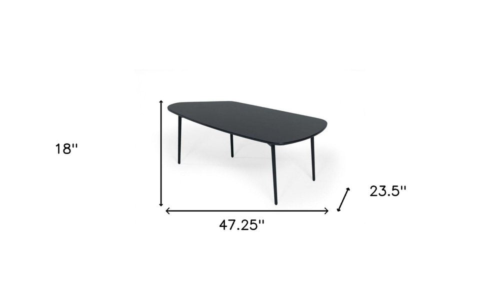 47" Black Faux Marble And Steel Free Form Coffee Table