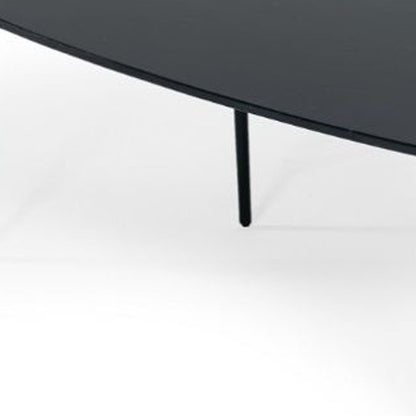 47" Black Faux Marble And Steel Free Form Coffee Table