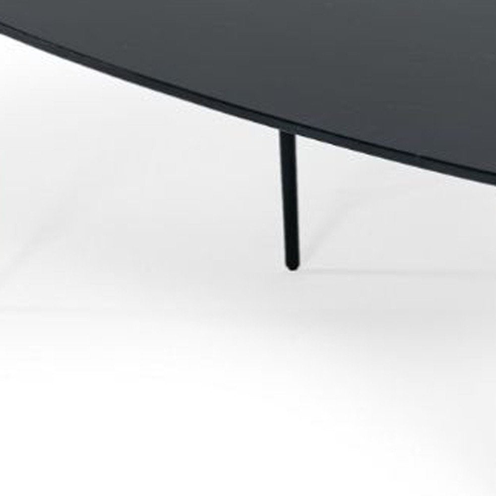 47" Black Faux Marble And Steel Free Form Coffee Table