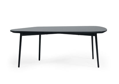 47" Black Faux Marble And Steel Free Form Coffee Table