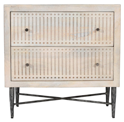 28" Ivory Solid Wood Two Drawer Nightstand
