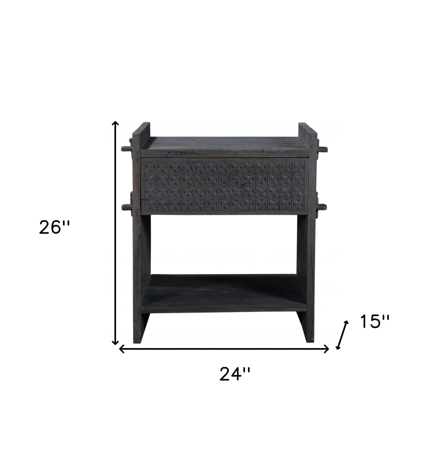 26" Dark Gray One Drawer Nightstand