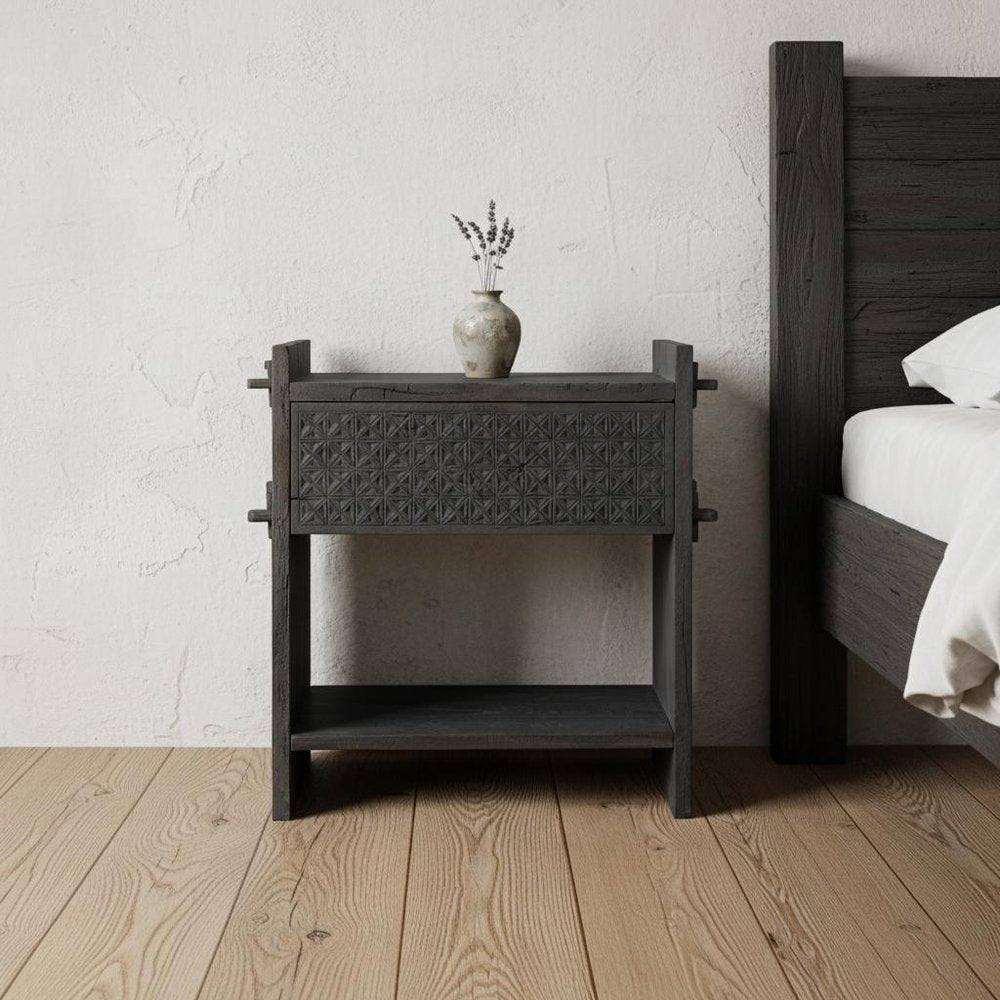 26" Dark Gray One Drawer Nightstand