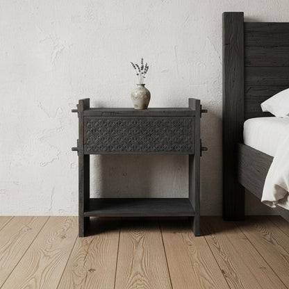 26" Dark Gray One Drawer Nightstand