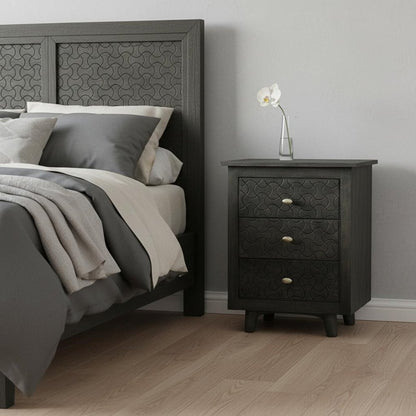 30" Gray Three Drawer Nightstand