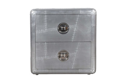 24" Silver Two Drawer Nightstand