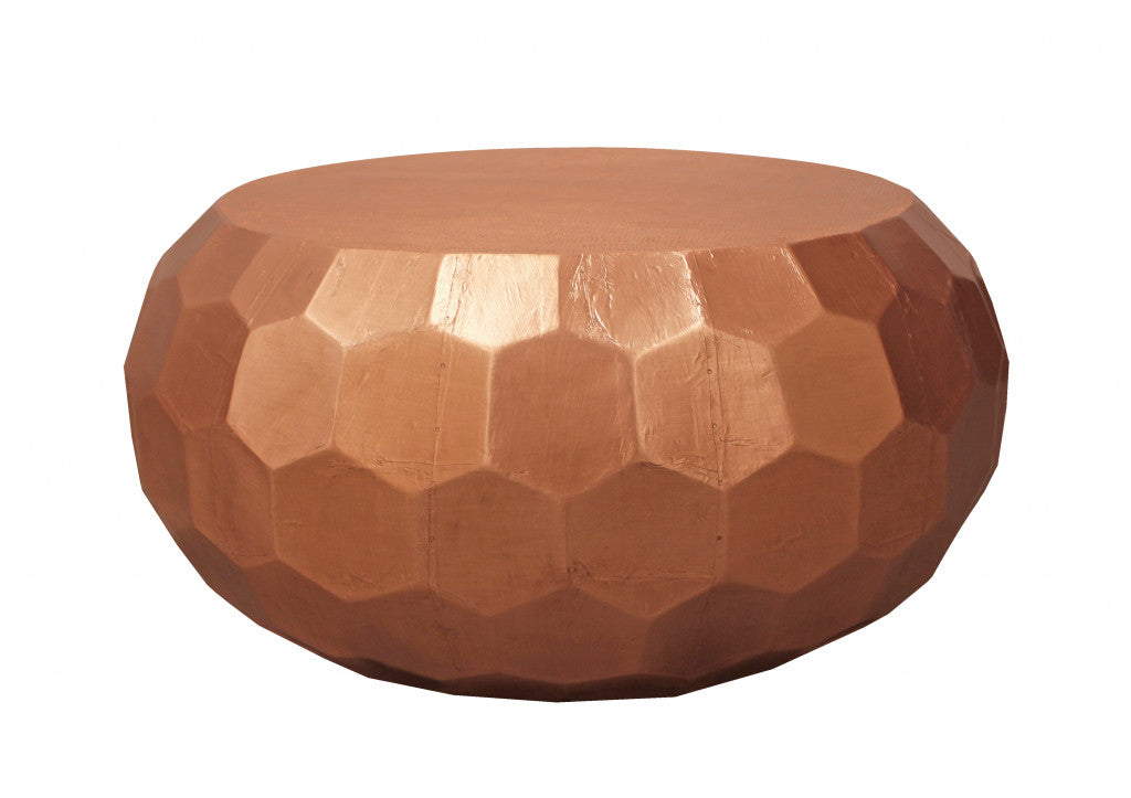 28" Rustic Copper Brass Hexagon Coffee Table