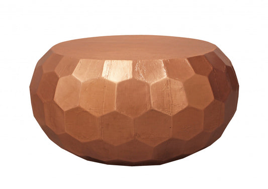 28" Rustic Copper Brass Hexagon Coffee Table