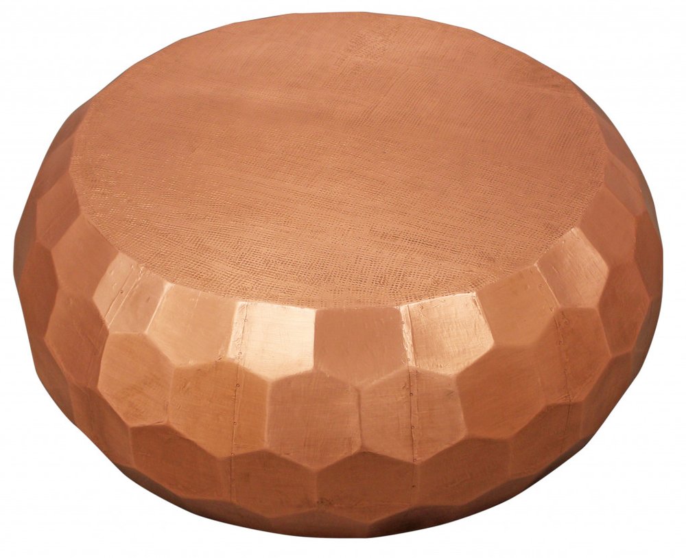 28" Copper Iron Hexagon Drum Drum Coffee Table
