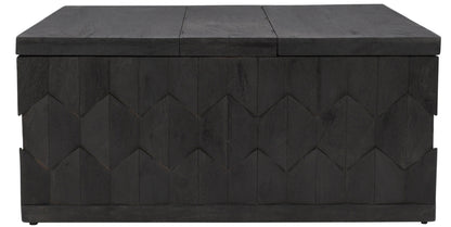 40" Dark Gray Solid Wood Square Distressed Coffee Table