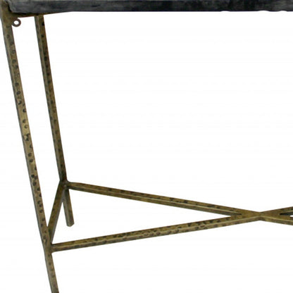 32" Black and Gold Stone Frame Console Table