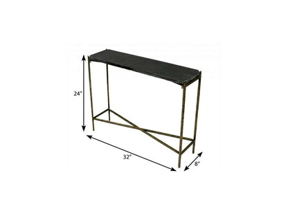 32" Black and Gold Stone Frame Console Table