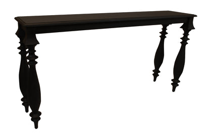 54" Black Solid Wood Distressed Console Table