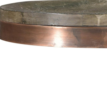 30" Gray And Copper Iron Backless Bar Height Bar Chair