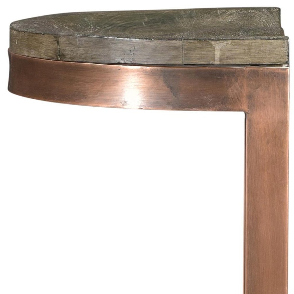 30" Gray And Copper Iron Backless Bar Height Bar Chair