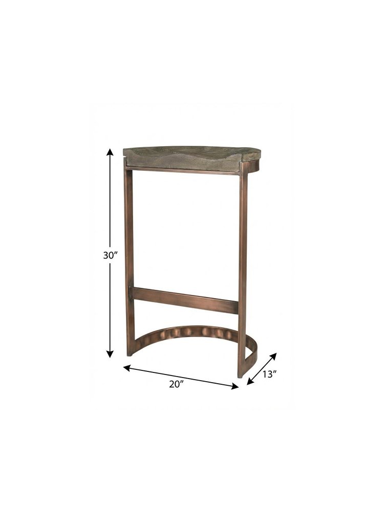 30" Gray And Copper Iron Backless Bar Height Bar Chair