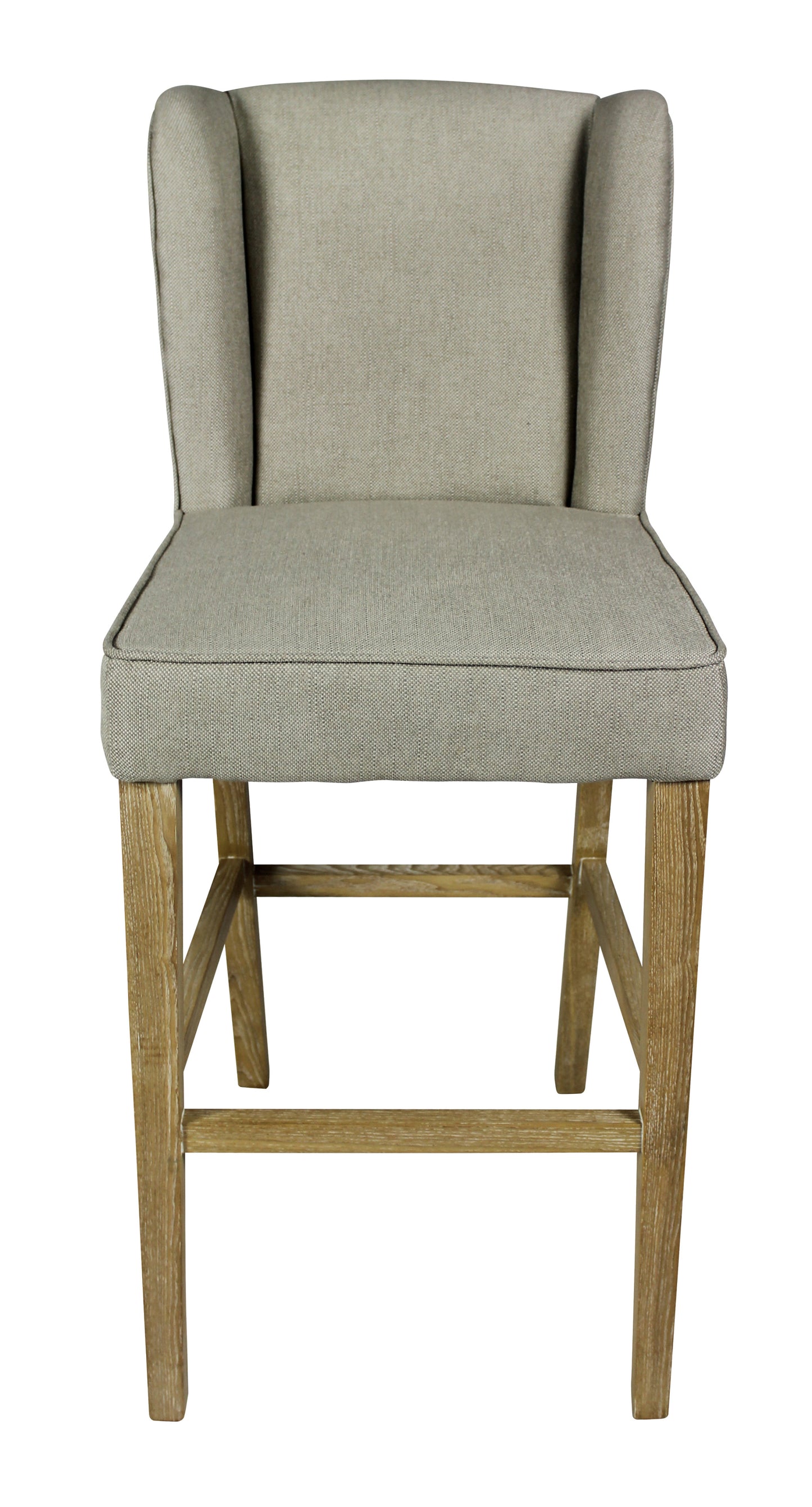 30" Gray And Brown Solid Wood Bar Height Bar Chair