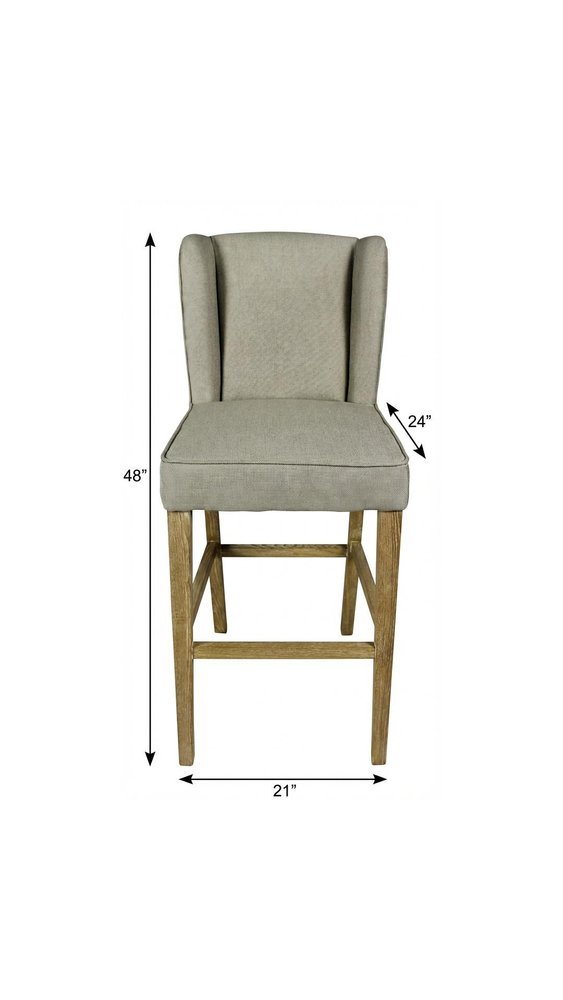 30" Gray And Brown Solid Wood Bar Height Bar Chair